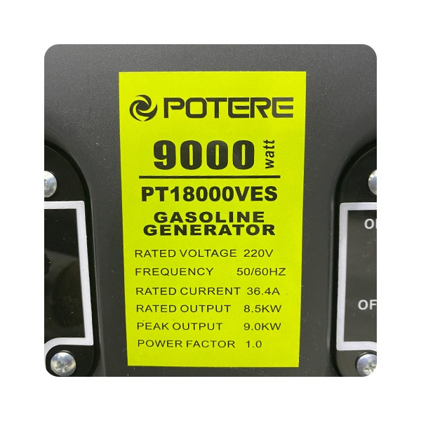 موتور برق بنزینی پوتر ۹ کیلووات مدل PT18000VES استارتی - تصویر 4