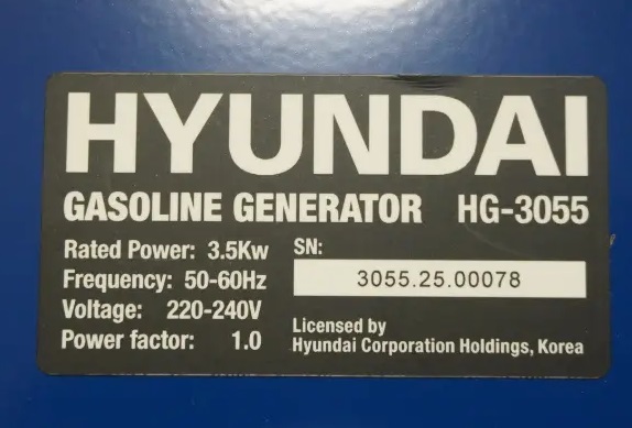 موتور برق بنزینی هیوندای 3.5 کیلووات مدل HG3055